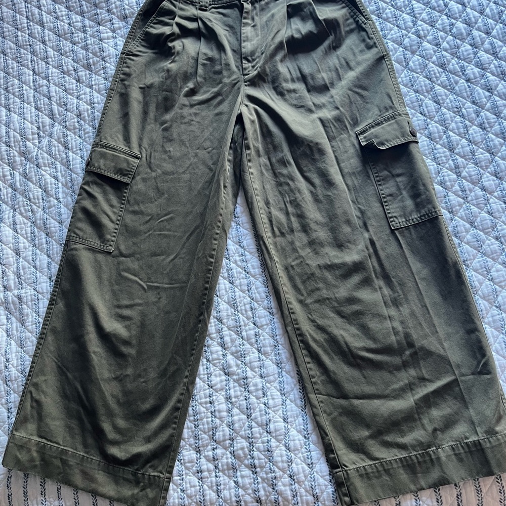 Madewell: The Harlow Wide-Leg Cargo Pant in olive